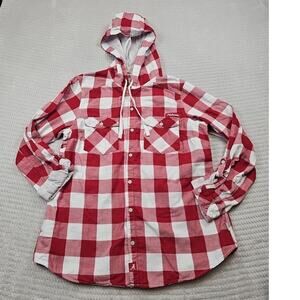 Columbia Shirt Womens Large Alabama Button Up Hooded Plaid Roll Tide